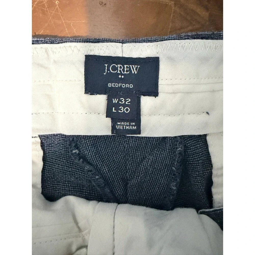 J Crew Bedford Blue Linen Cotton Blend Straight Leg Pants Men 32x30 Chino Career